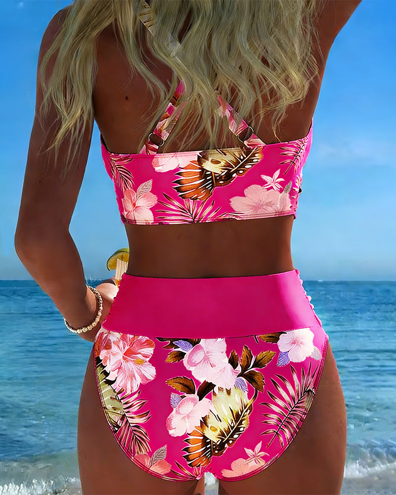 Lorna | Floral Contrast Bikini Set