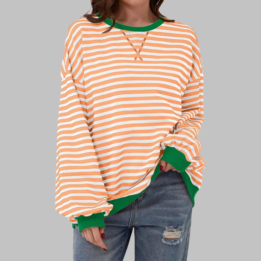 Lana | Casual Long Sleeve Round Neck Striped Sweater