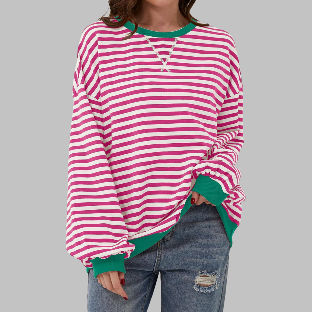 Lana | Casual Long Sleeve Round Neck Striped Sweater