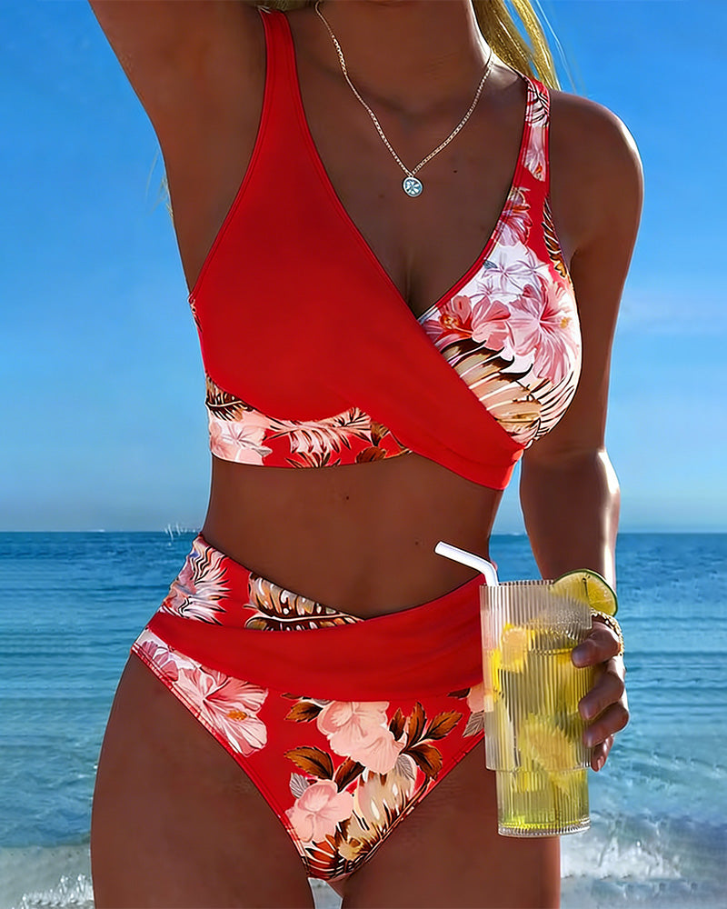 Lorna | Floral Contrast Bikini Set