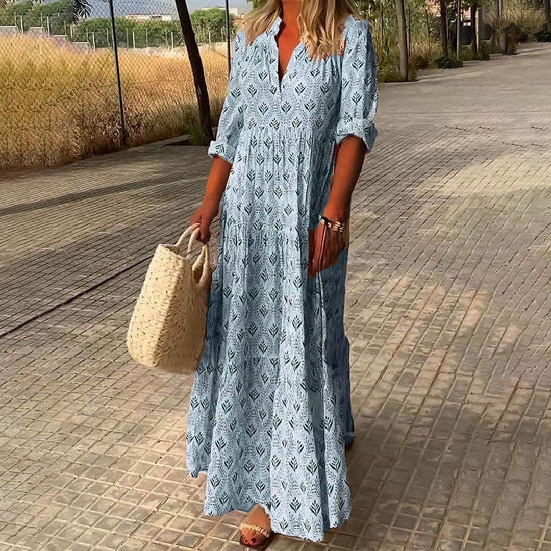 Angela | Elegant Boho Chic Pattern Maxi Dress