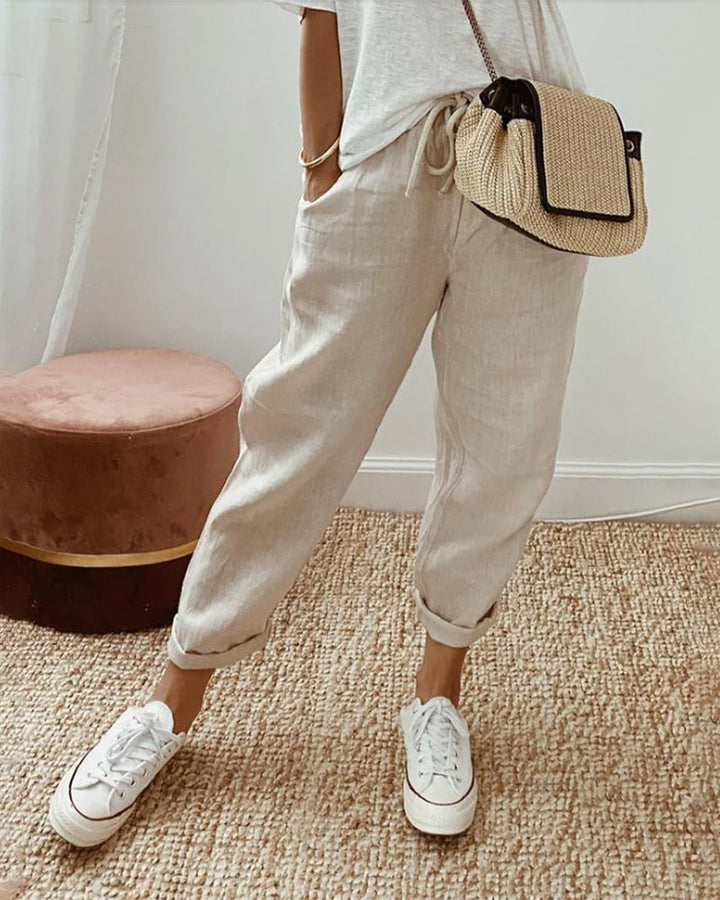 Noa | Elegant One-Colour Cotton Women’s Pants
