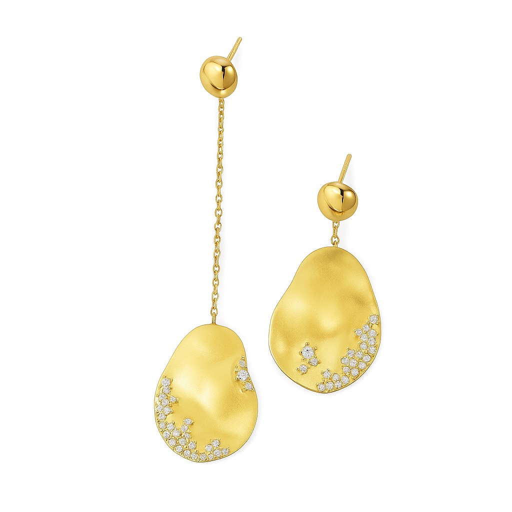 Marine | Crystal-Embellished Gold Drop Earrings