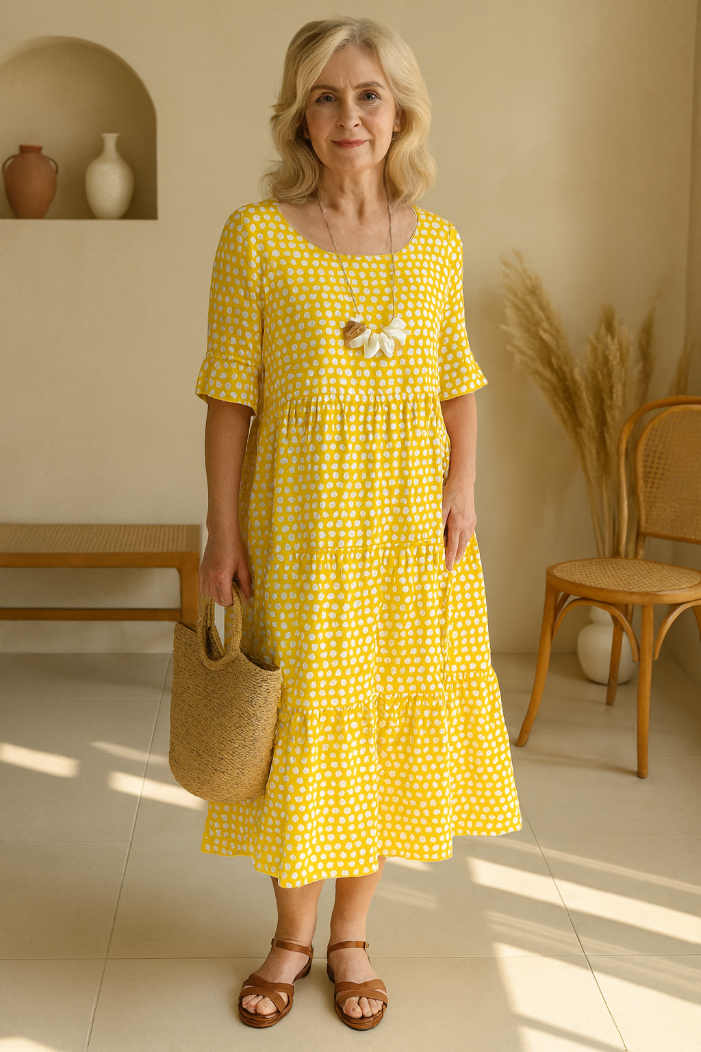Kim | Elegant Short-Sleeve Midi Dress