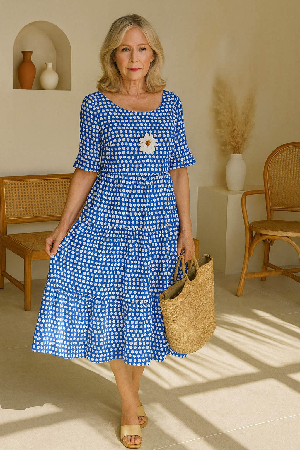 Kim | Elegant Short-Sleeve Midi Dress
