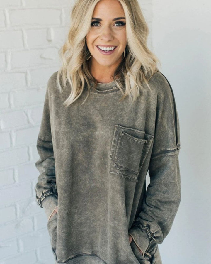 Fran | French Terry Acid Wash Sweater