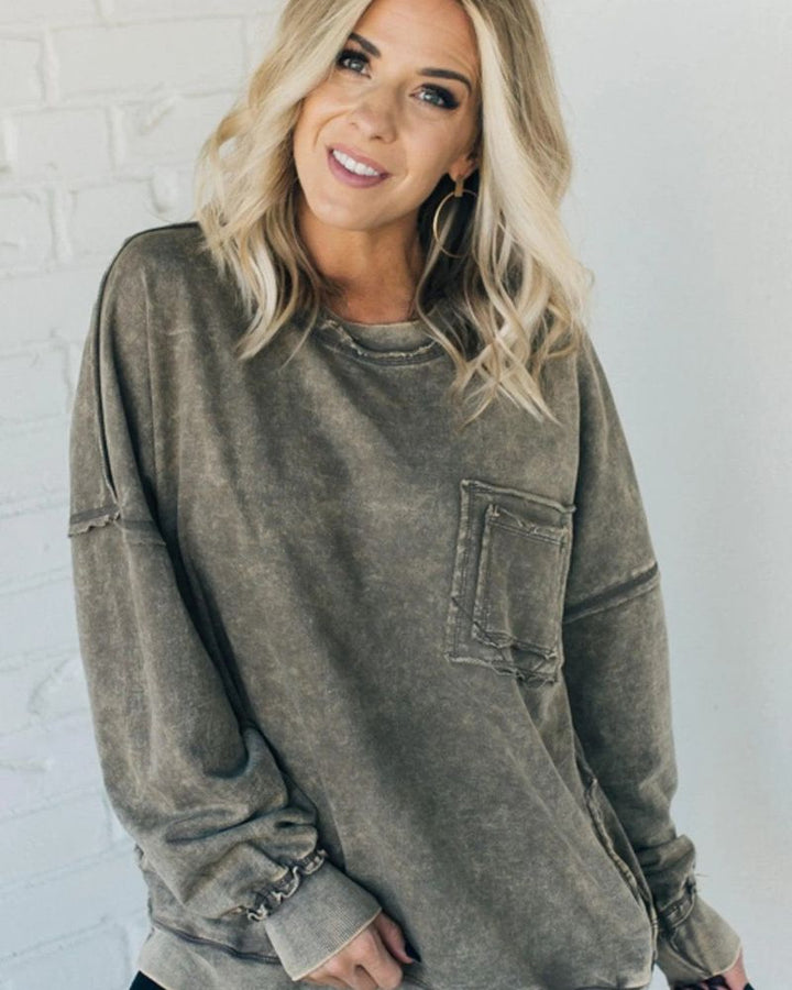 Fran | French Terry Acid Wash Sweater
