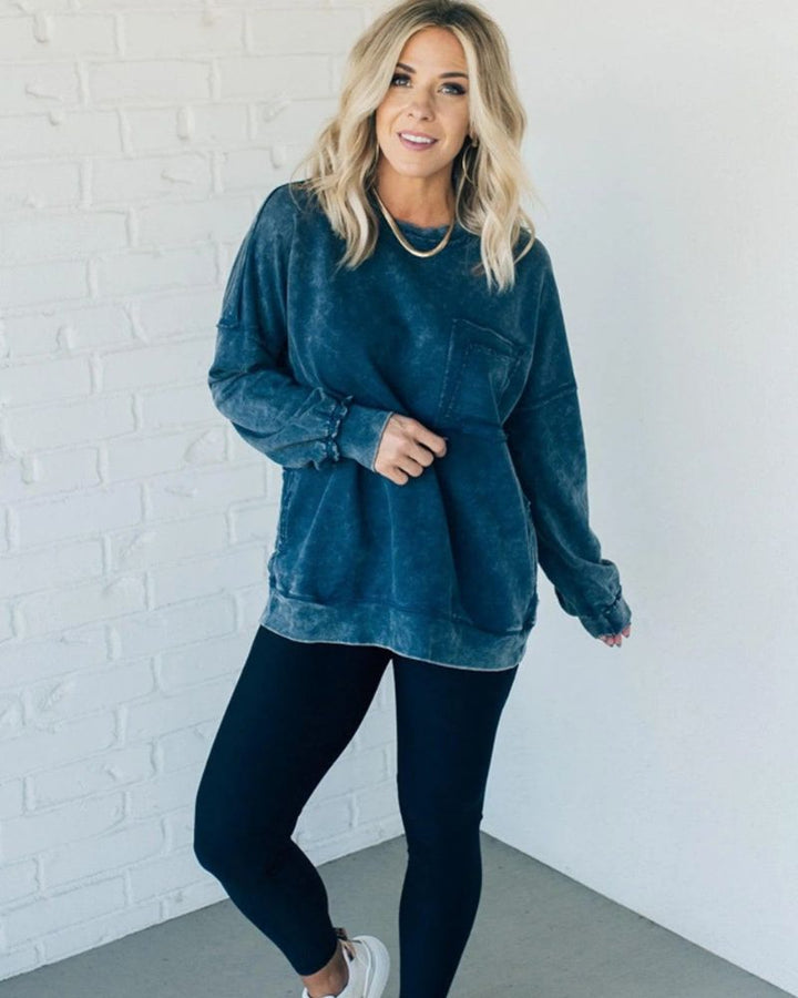 Fran | French Terry Acid Wash Sweater
