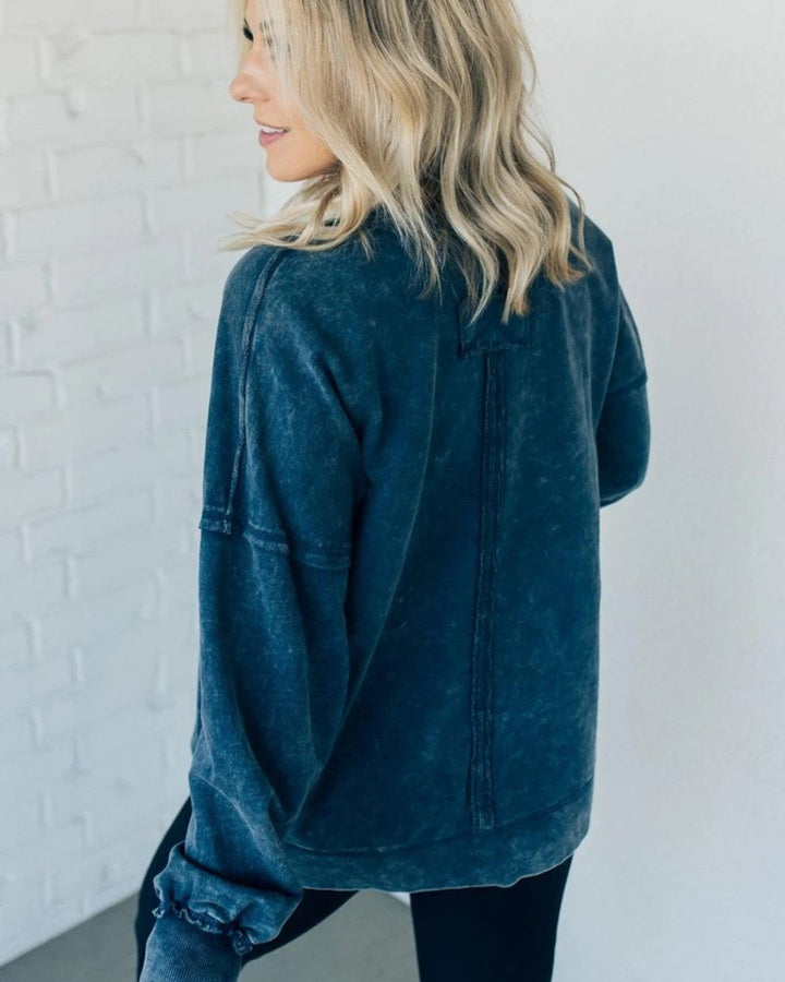 Fran | French Terry Acid Wash Sweater