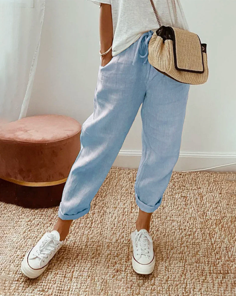 Noa | Elegant One-Colour Cotton Women’s Pants