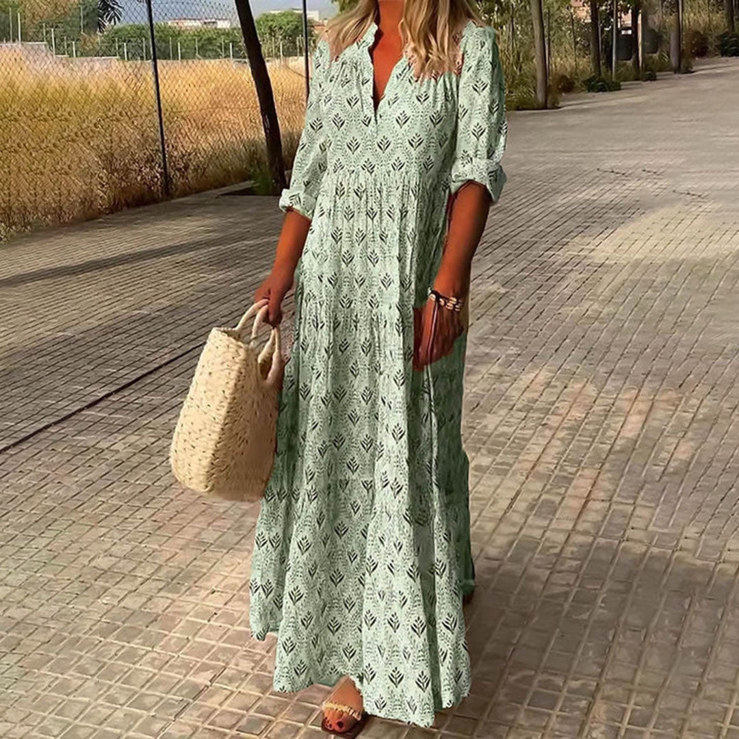 Angela | Elegant Boho Chic Pattern Maxi Dress