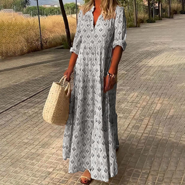Angela | Elegant Boho Chic Pattern Maxi Dress