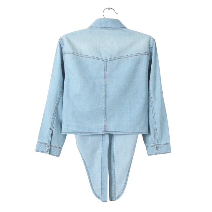 Nicola | Elegant Denim Like 3/4 Sleeve Top