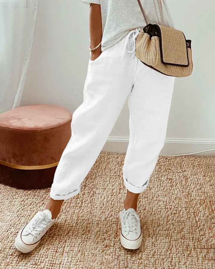 Noa | Elegant One-Colour Cotton Women’s Pants