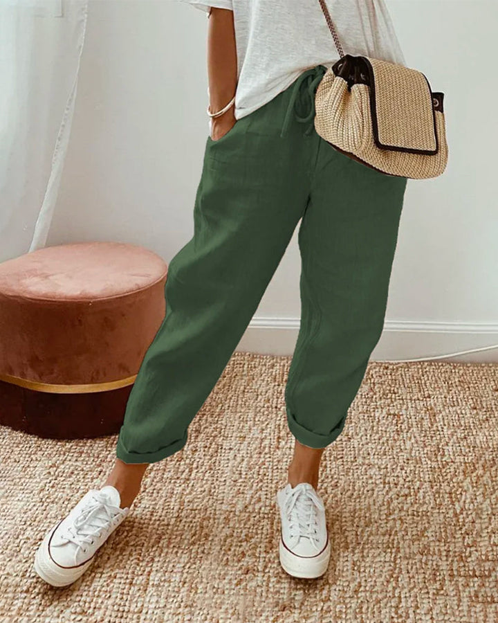 Noa | Elegant One-Colour Cotton Women’s Pants