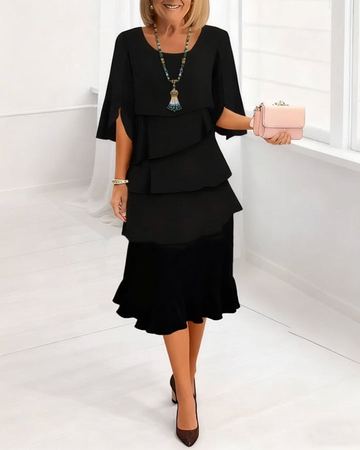 Emina | Elegant Ruffle Midi Dress