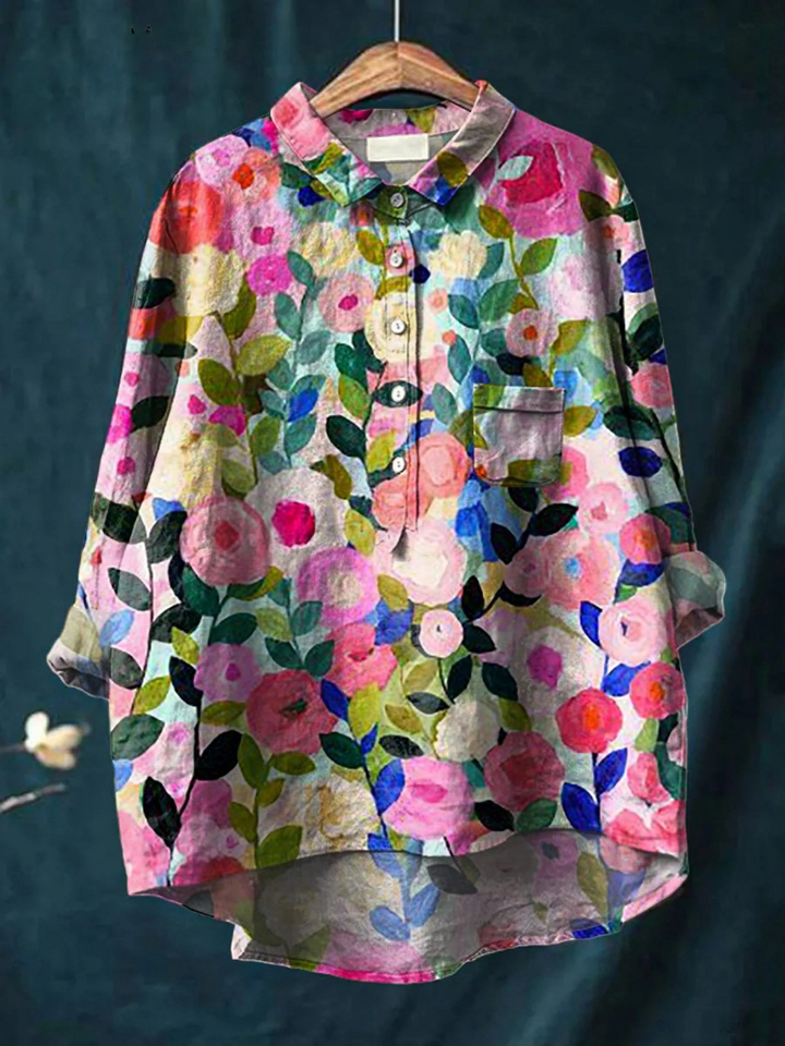 Justine | Colourful Spring Floral Casual Women's Shirt