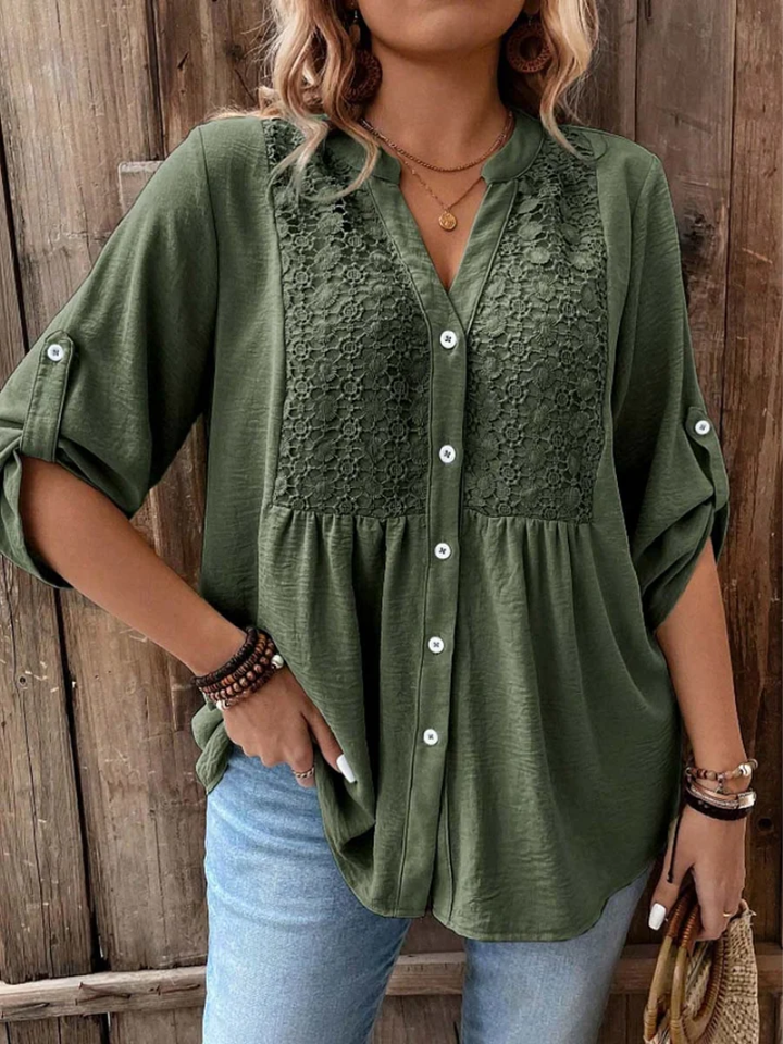 Aya | V-Neck Button Blouse