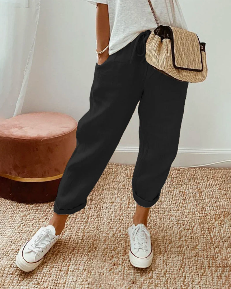Noa | Elegant One-Colour Cotton Women’s Pants