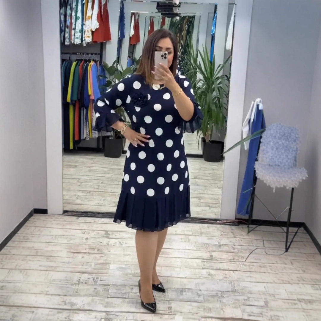 Selin | Flared Ruffle Hem Polka Dot Dress