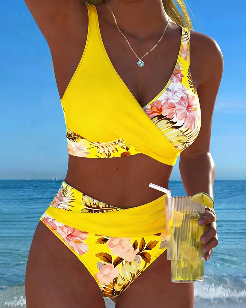 Lorna | Floral Contrast Bikini Set