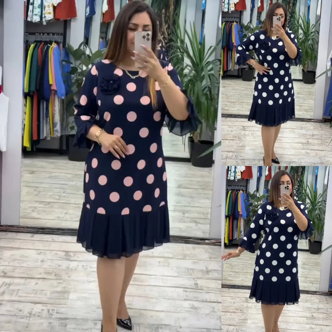 Selin | Flared Ruffle Hem Polka Dot Dress