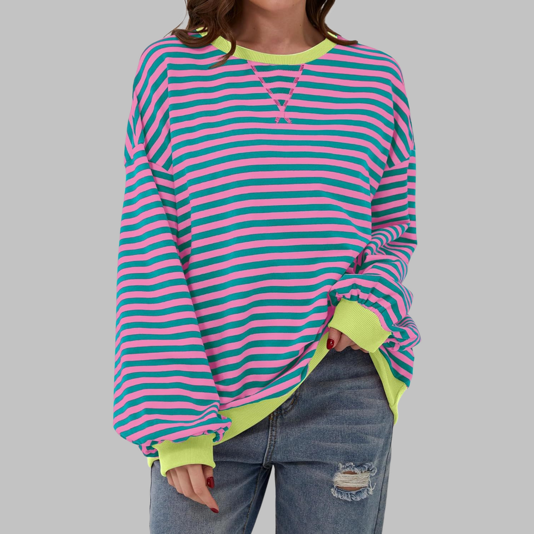 Lana | Casual Long Sleeve Round Neck Striped Sweater