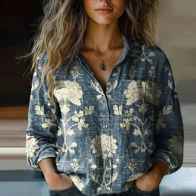 Marie | Premium Vintage Printed Blouse