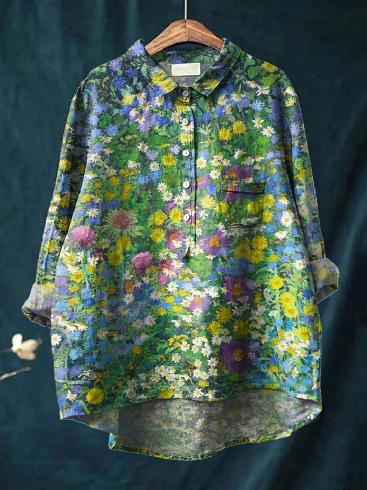 Justine | Colourful Spring Floral Casual Women's Shirt
