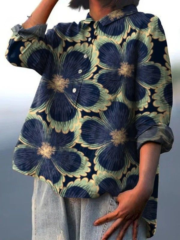 Justine | Colourful Spring Floral Casual Women's Shirt