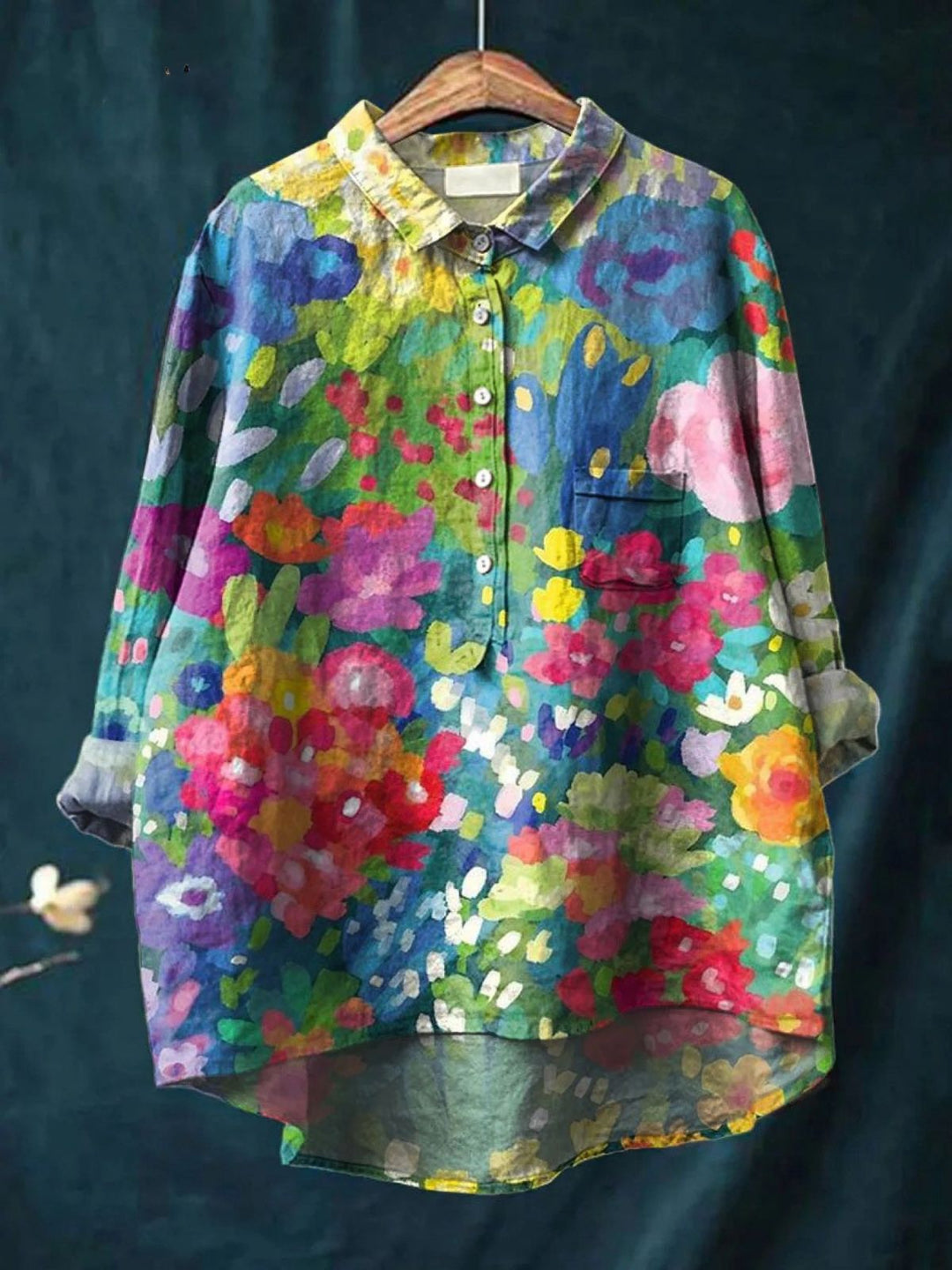 Justine | Colourful Spring Floral Casual Women's Shirt