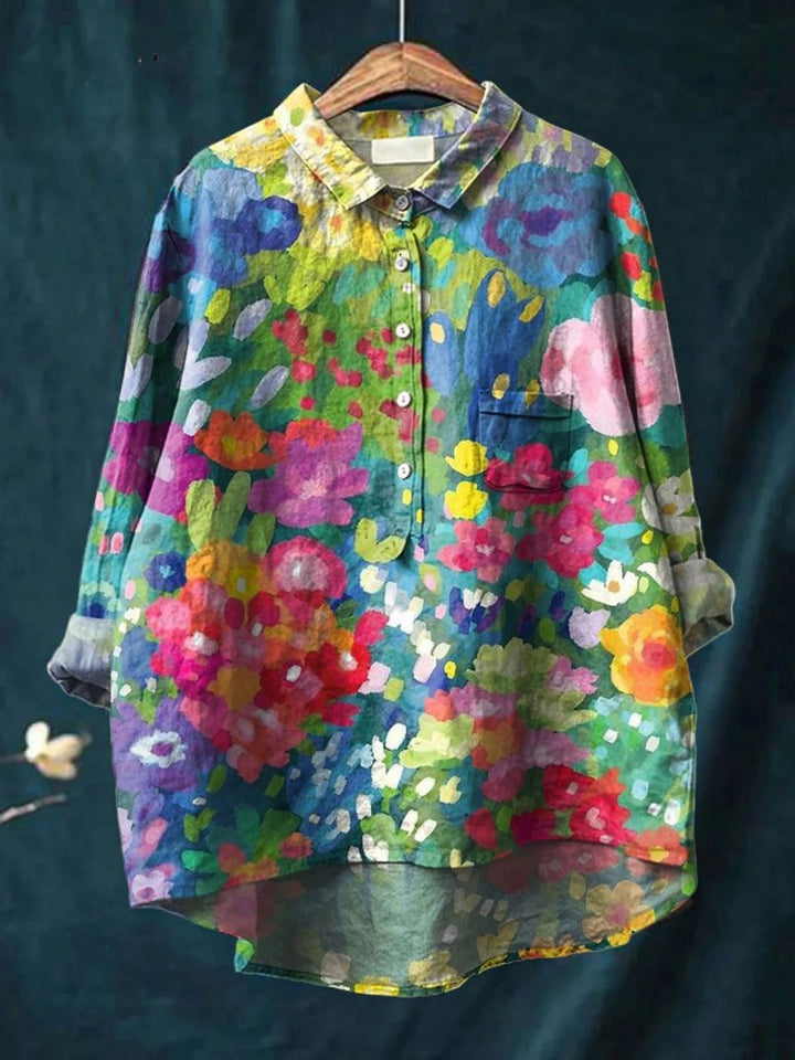 Justine | Colourful Spring Floral Casual Women's Shirt