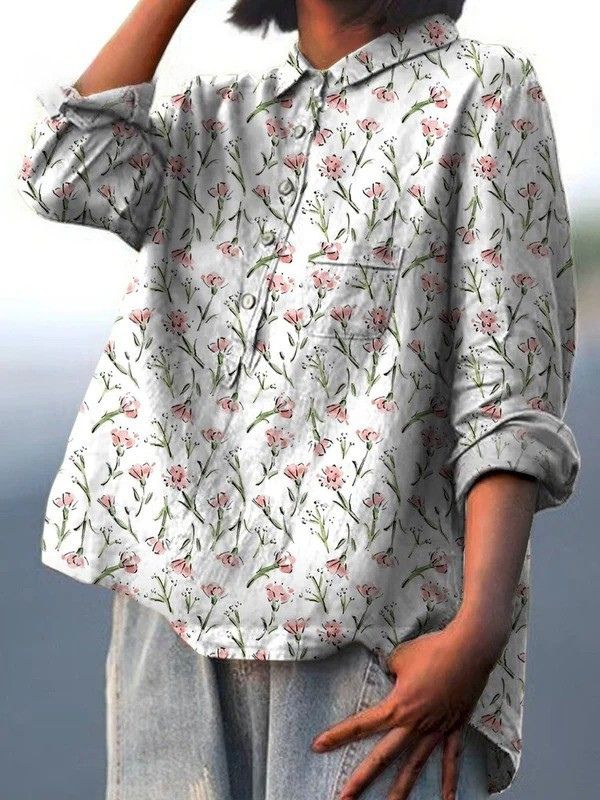 Justine | Colourful Spring Floral Casual Women's Shirt