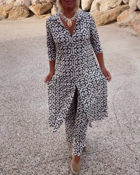Jara | Button-Front Printed Set