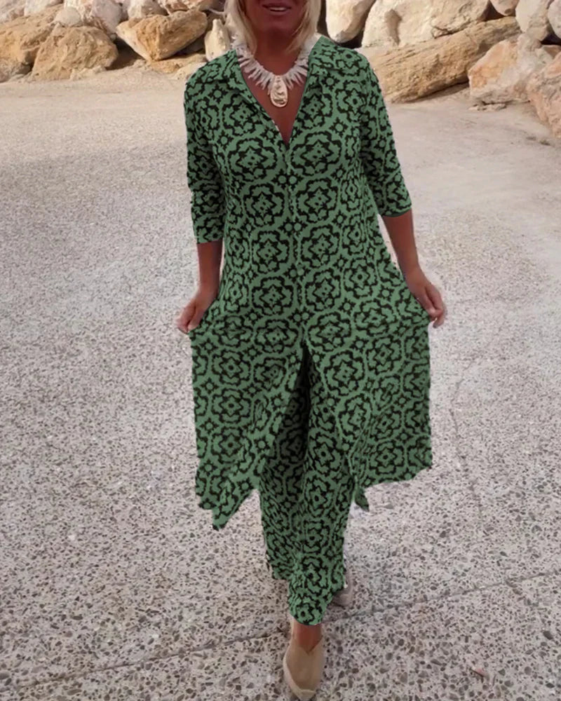 Jara | Button-Front Printed Set