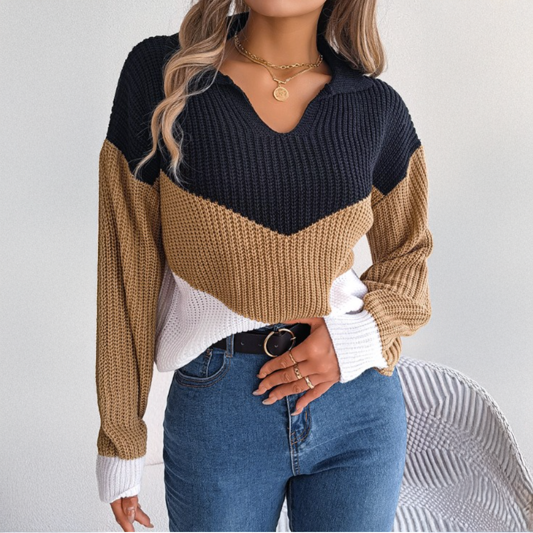 Talka | Stretch Knit V-Neck Sweatshirt