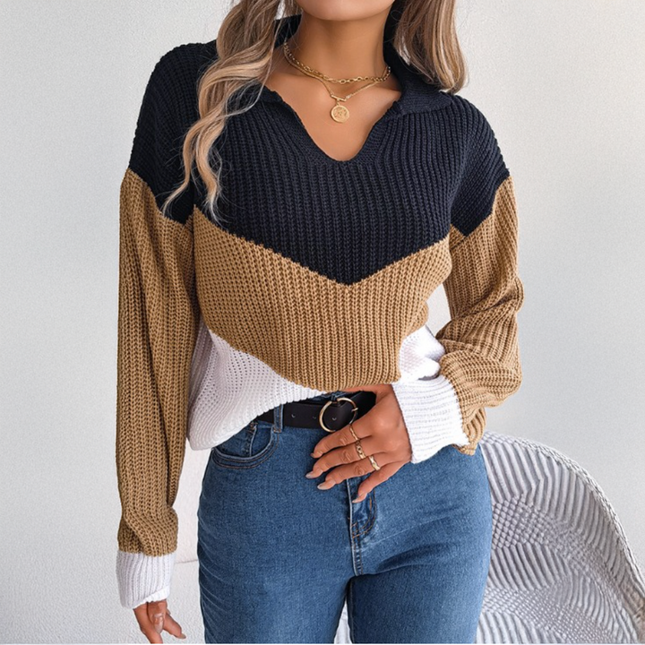 Talka | Stretch Knit V-Neck Sweatshirt