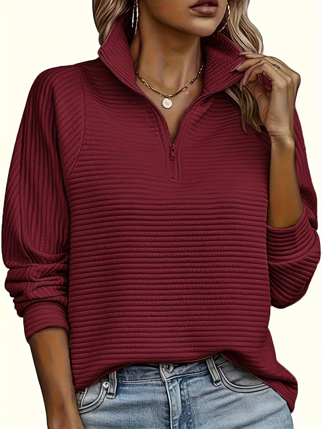 Hina | Elegant Half-Zip Knit Sweater