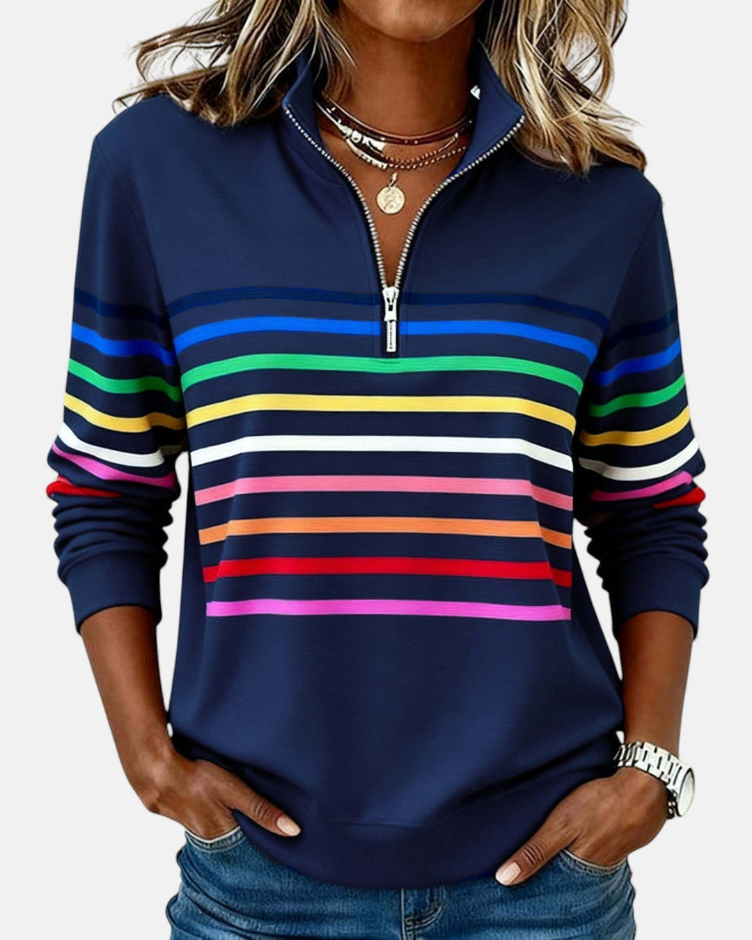 Amani | Casual Colourful Half Zip Sweater