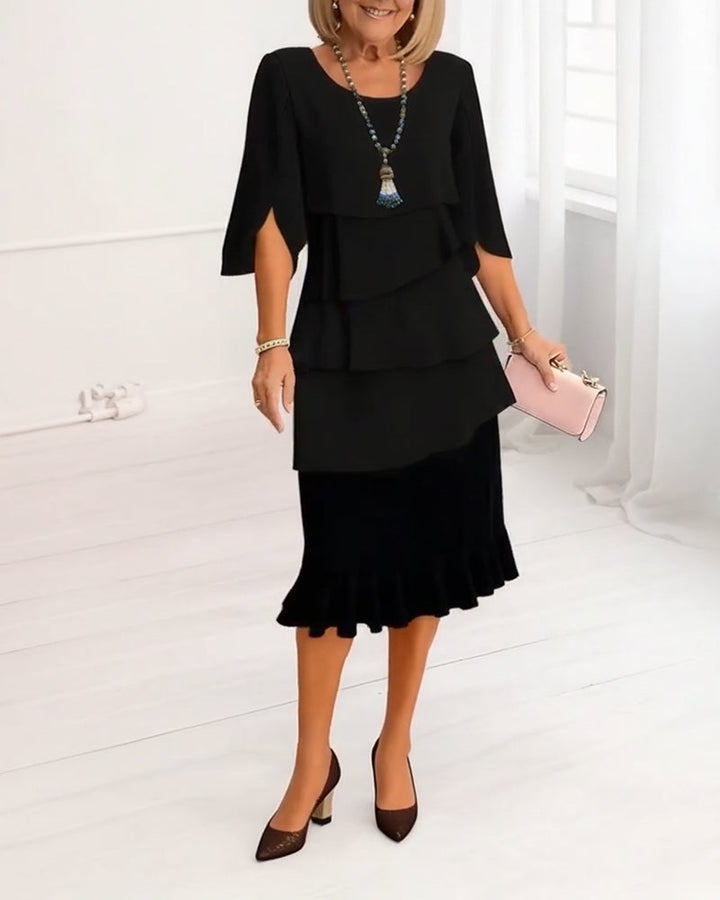 Emina | Elegant Ruffle Midi Dress