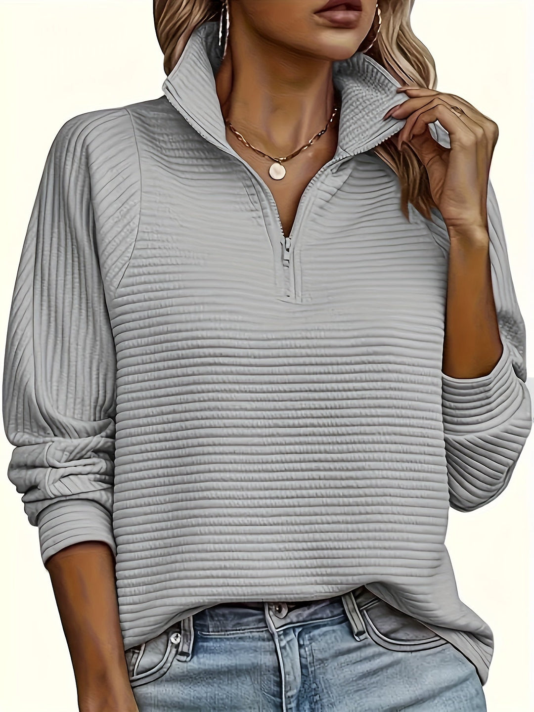 Hina | Elegant Half-Zip Knit Sweater