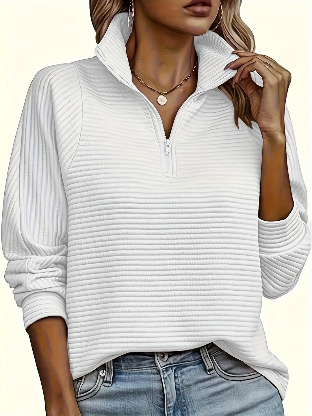 Hina | Elegant Half-Zip Knit Sweater